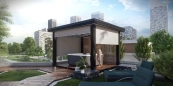 Garden pergola with zipSCREEN shade in black angel color
