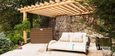Terrace with pergola and sauna wellness