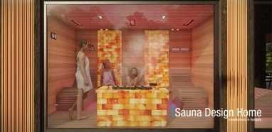 sauna and Himalayan salt wall