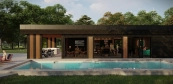 outdoor sauna house with pool